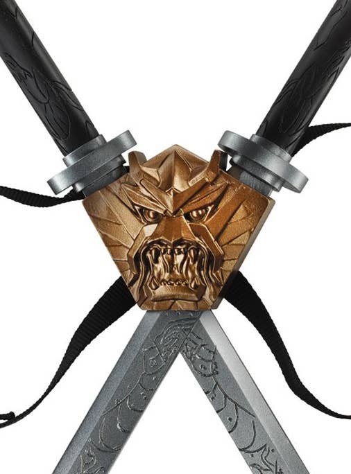 Deluxe Kid's Dragon Ninja Swords and Sheath Costume Weapon Set - View 2