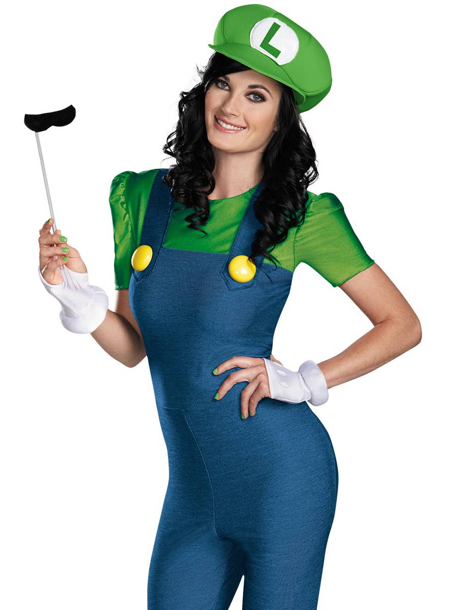 Women's Deluxe Luigi Costume - Close Up Image
