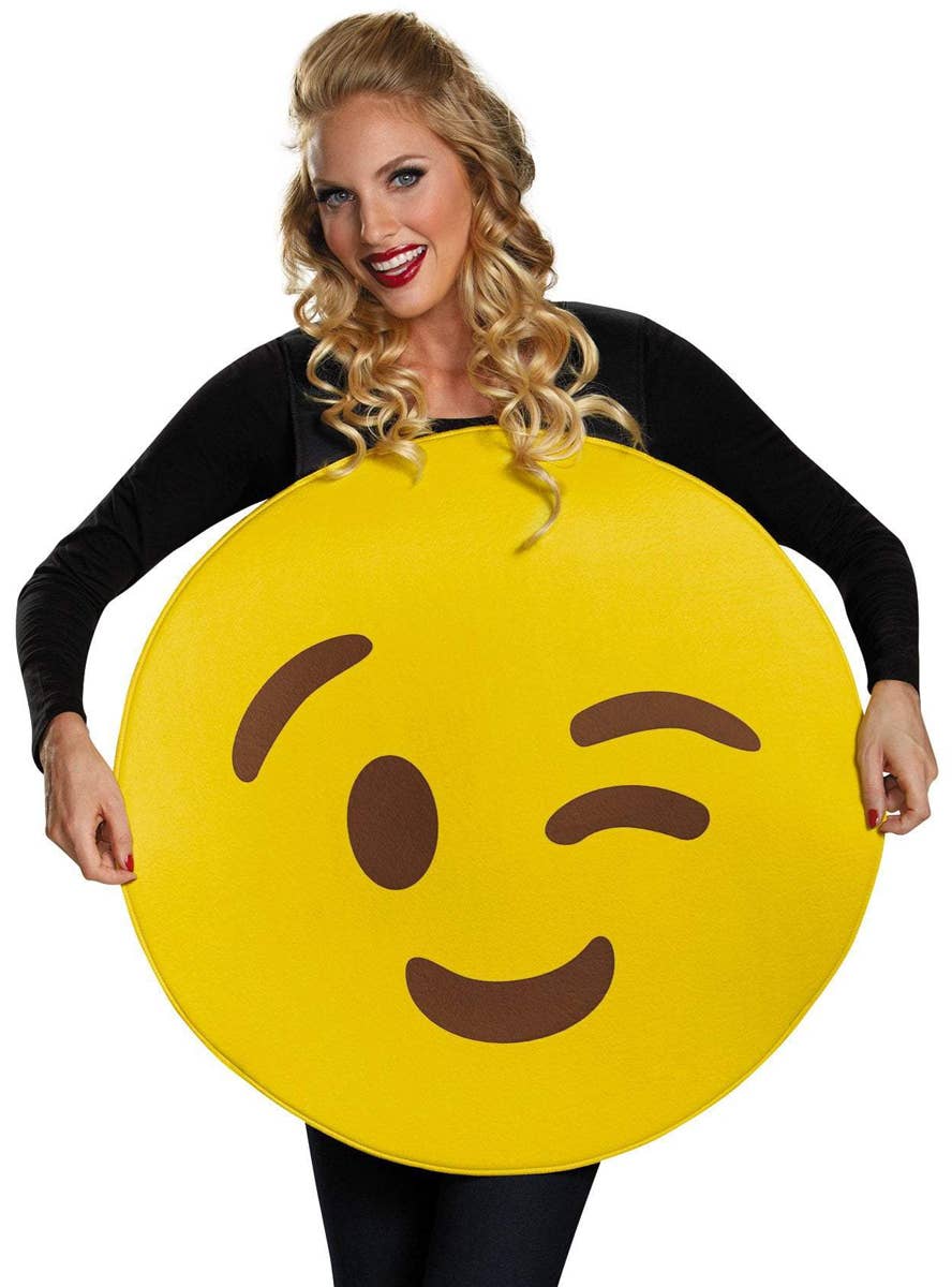 Wink Emoji Costume for Adults - Close Up Image 2