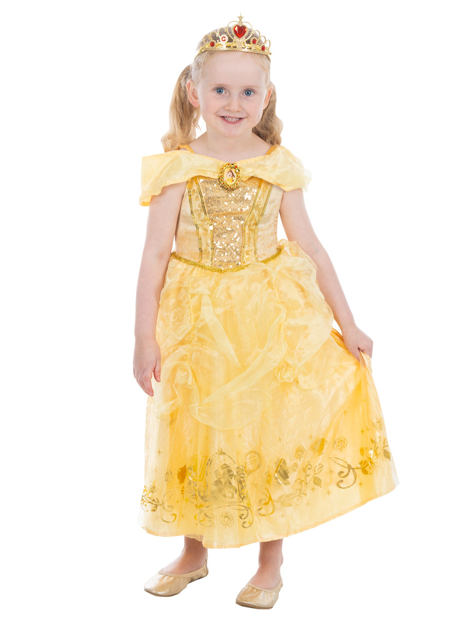 Disney Princess Belle Deluxe Sequin Girls Costume - Main Image