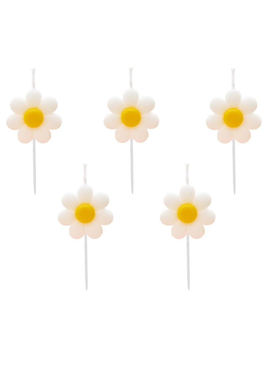 Ditsy Daisies 5 Pack White and Yellow Candles - Main Image