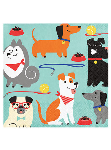 Dog Party 16 Pack Beverage Napkins – Main Image