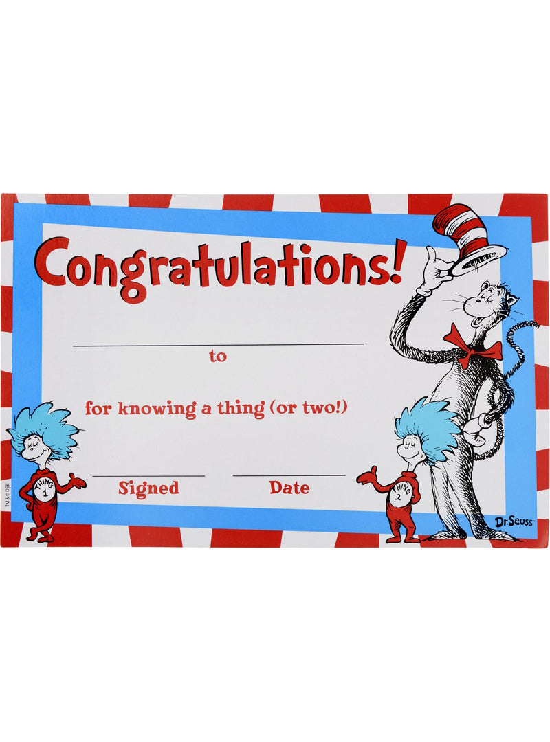 Cat in the Hat Congratulations Certificates 36 Pack - Main Image