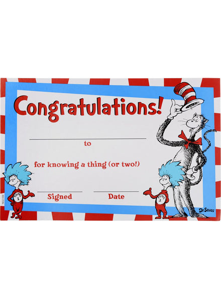 Cat in the Hat Congratulations Certificates 36 Pack - Main Image