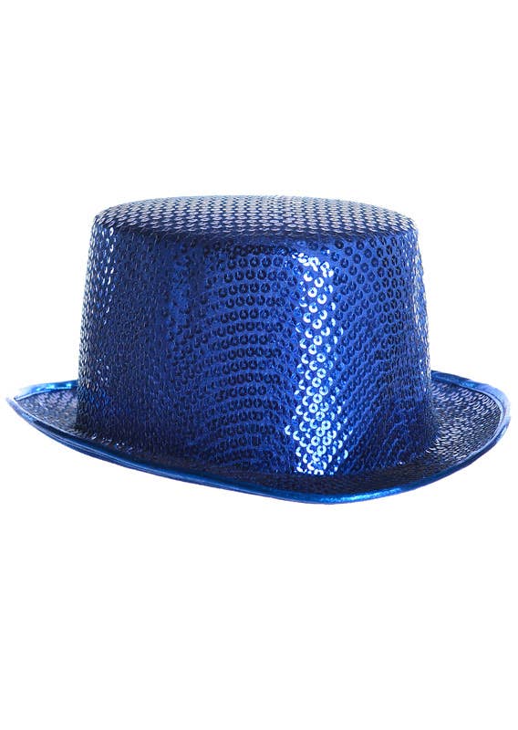 Blue Sequin Costume Top Hat for Adults - Alternative View