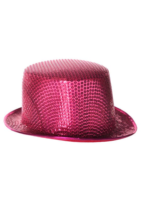 Hot Pink Sequin Costume Top Hat for Adults - Alternative View
