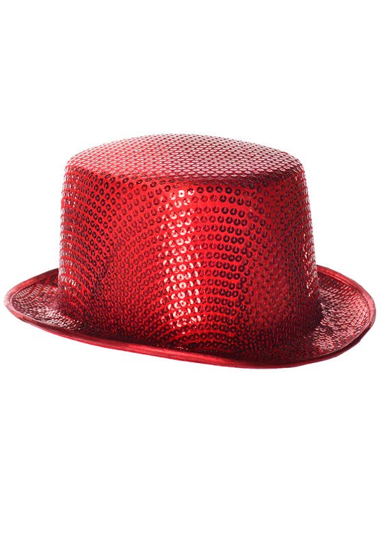 Red Sequin Costume Top Hat for Adults - Alternative View