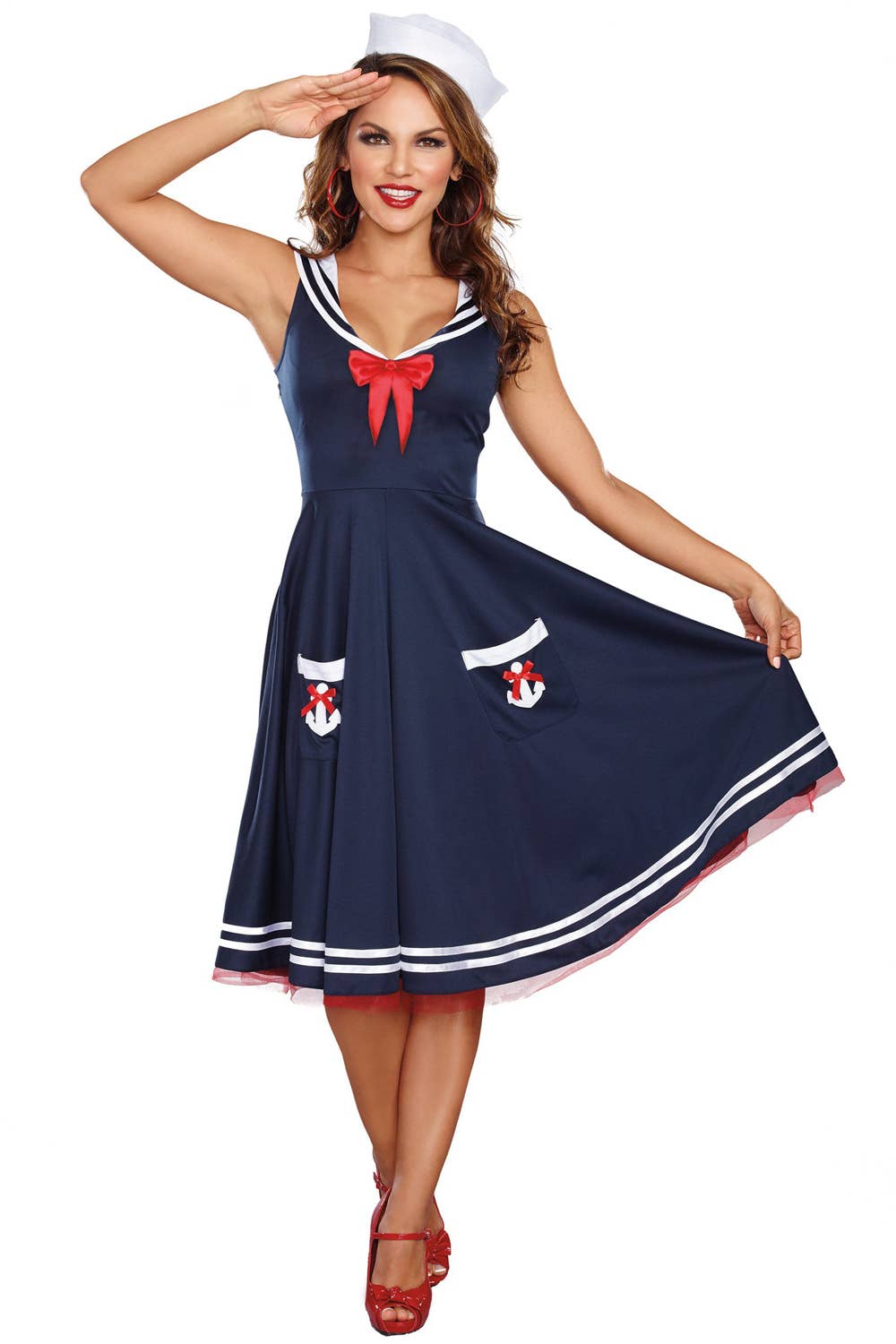Women's Retro Navy Blue Sailor Costume - Front Image