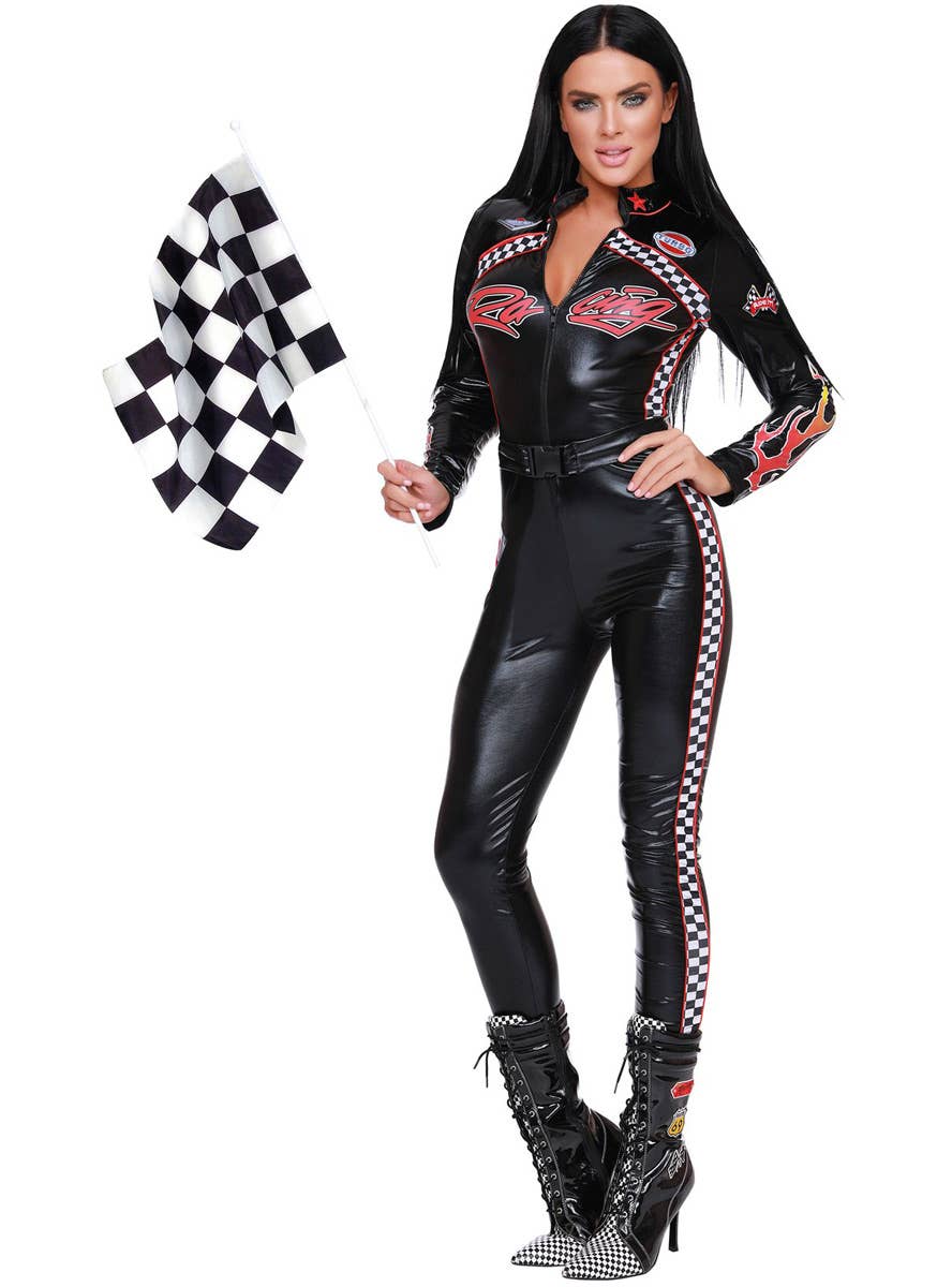 Women's Race Car Driver Sexy Costume - Front Image