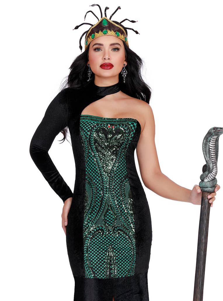 Women's Mythical Medusa Sexy Fancy Dress Costume - Close Up