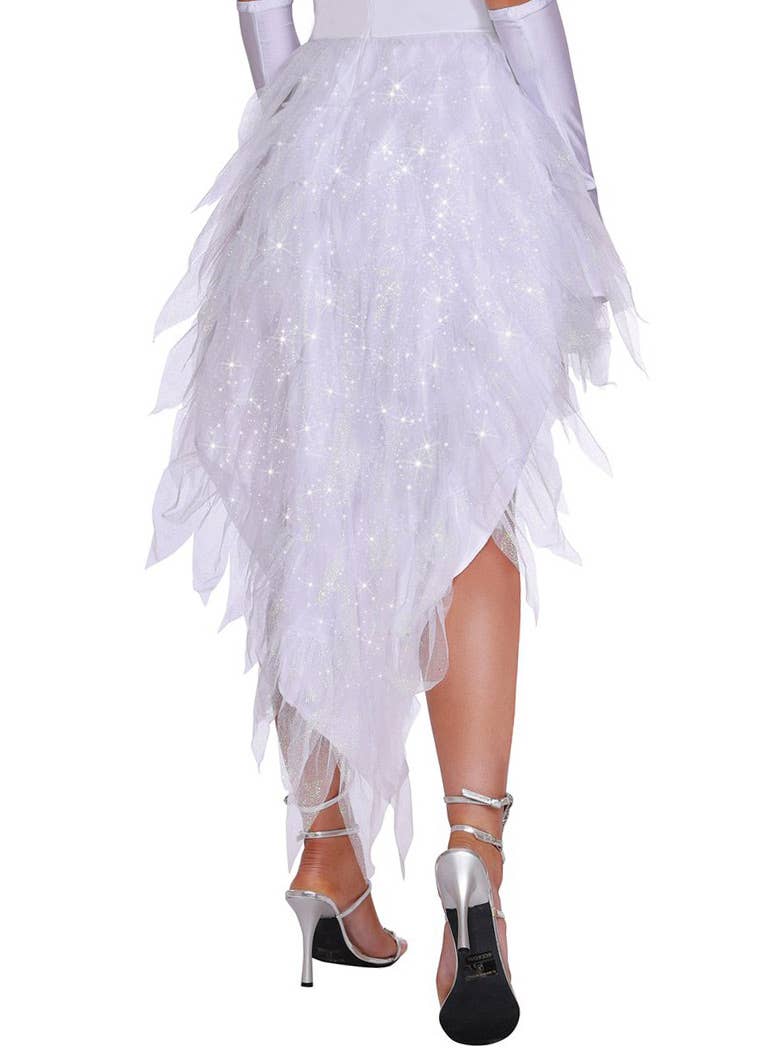 Women's Sexy White Angel Beauty Dress Up Costume Close Up Back Image