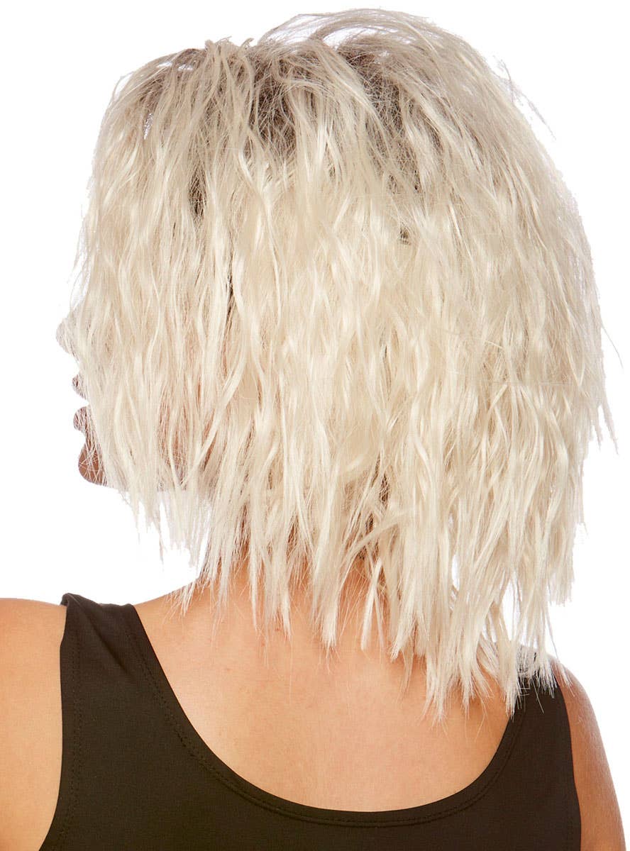 Women's Blonde Loose Beach Waves Costume Wig with Dark Roots - Back Image