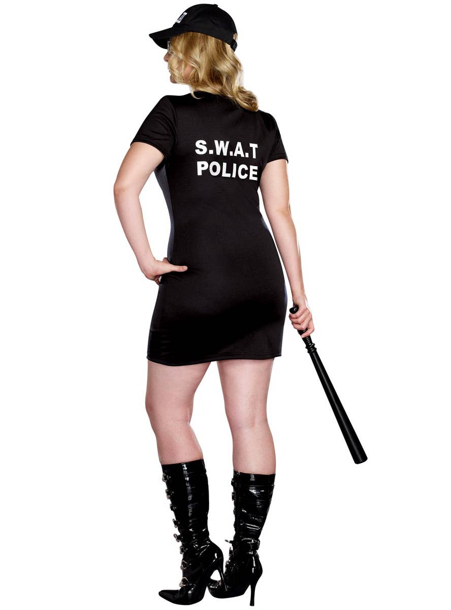 Women's Sexy Plus Size SWAT Police Costume Back Image