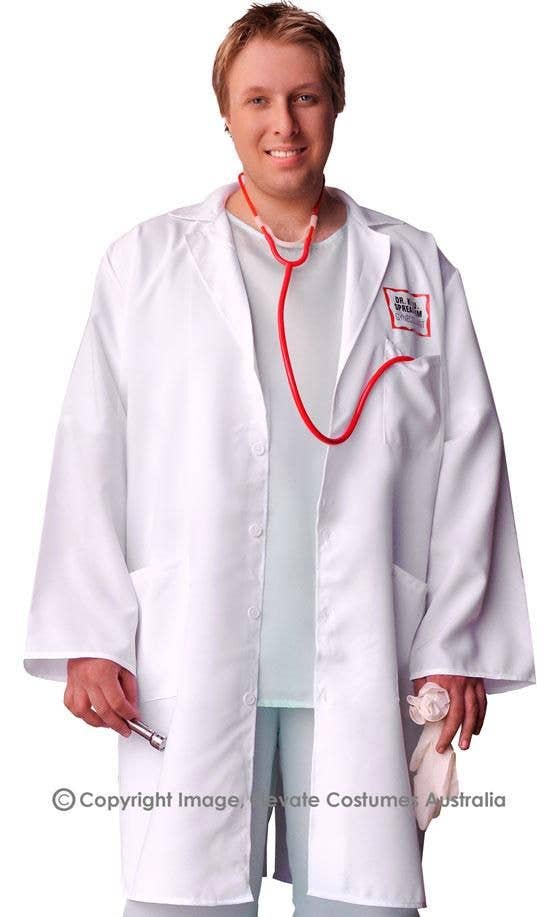 Plus Size Funny Men's Doctor Fancy Dress Costume Close Up Image