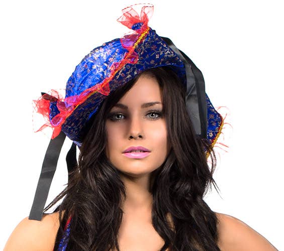 Women's Deluxe Sexy Blue Bounty Pirate Wench Fancy Dress Costume Close Hat Image