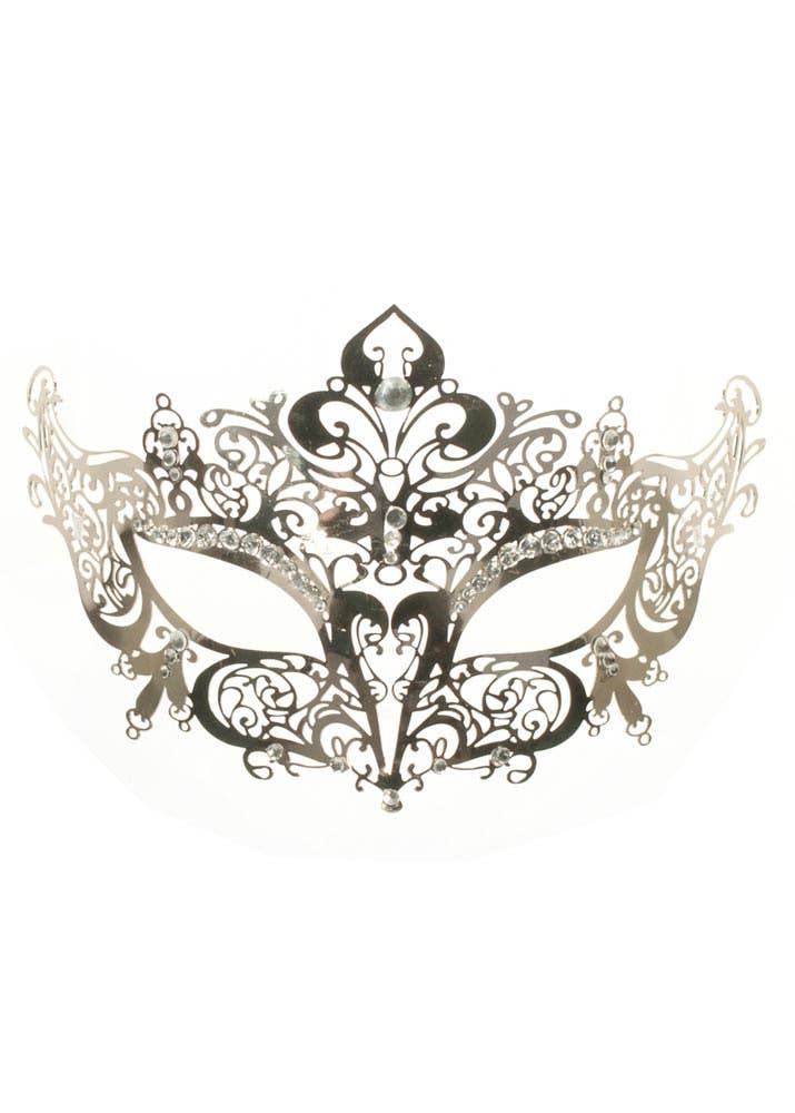 Women's Light Weight Silver Metal Masquerade Mask view 2