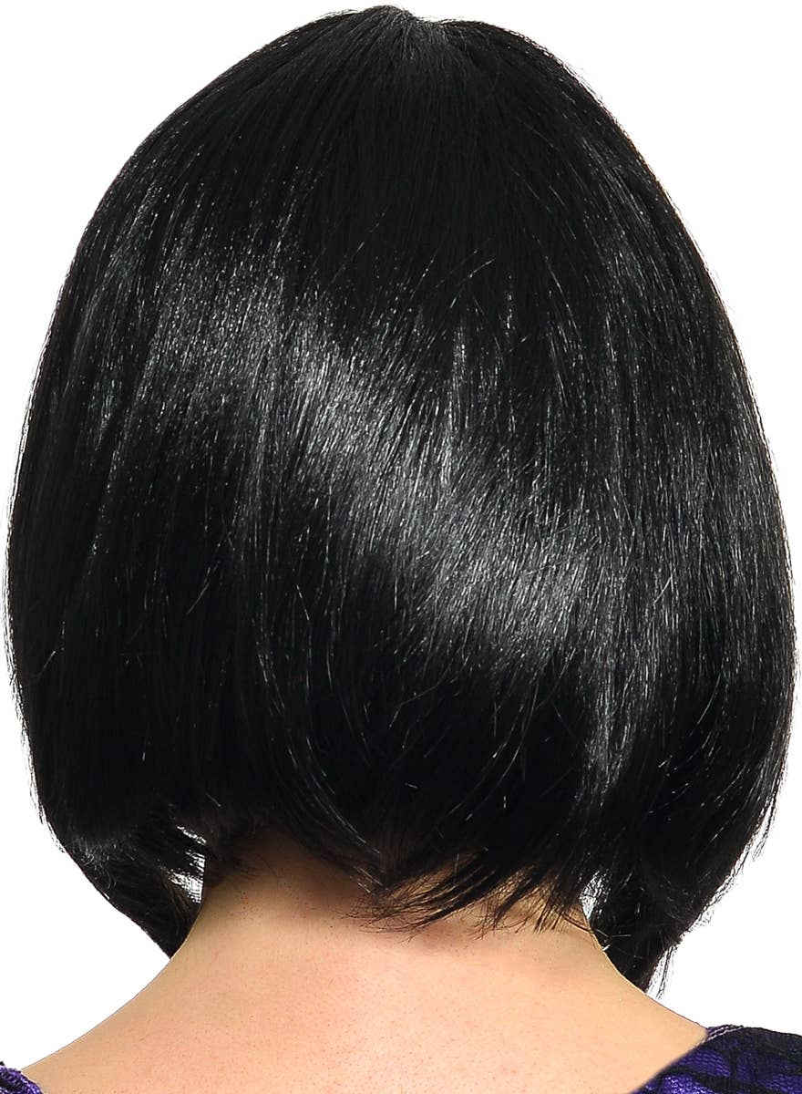 Short Black Bob Cut Women's Flapper Costume Wig - Back Image