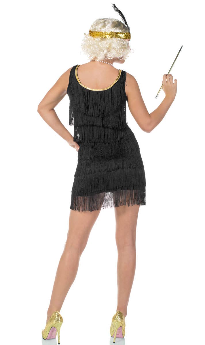 1920's Women's Short Black Great Gatsby Costume - Back View