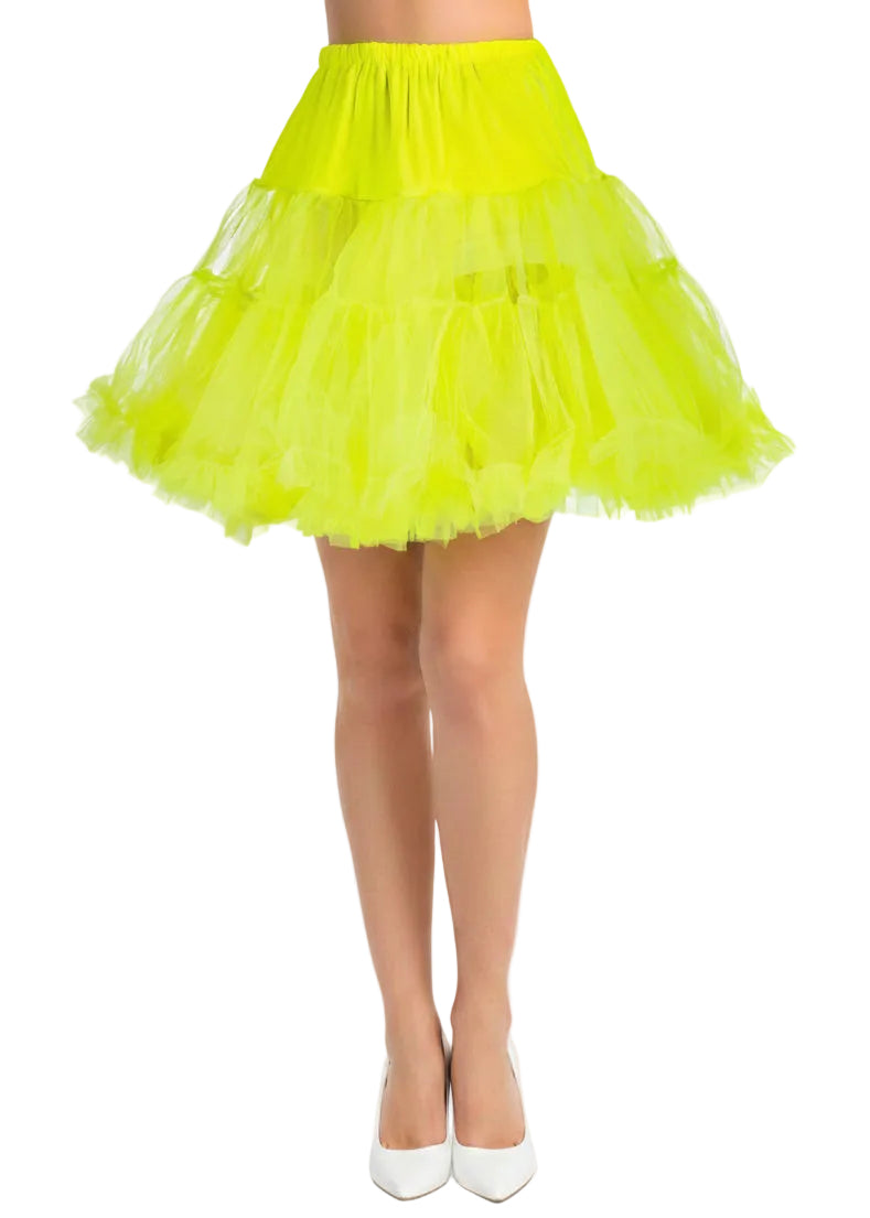 Women's Neon Yellow Thigh Length Fluffy Costume Petticoat