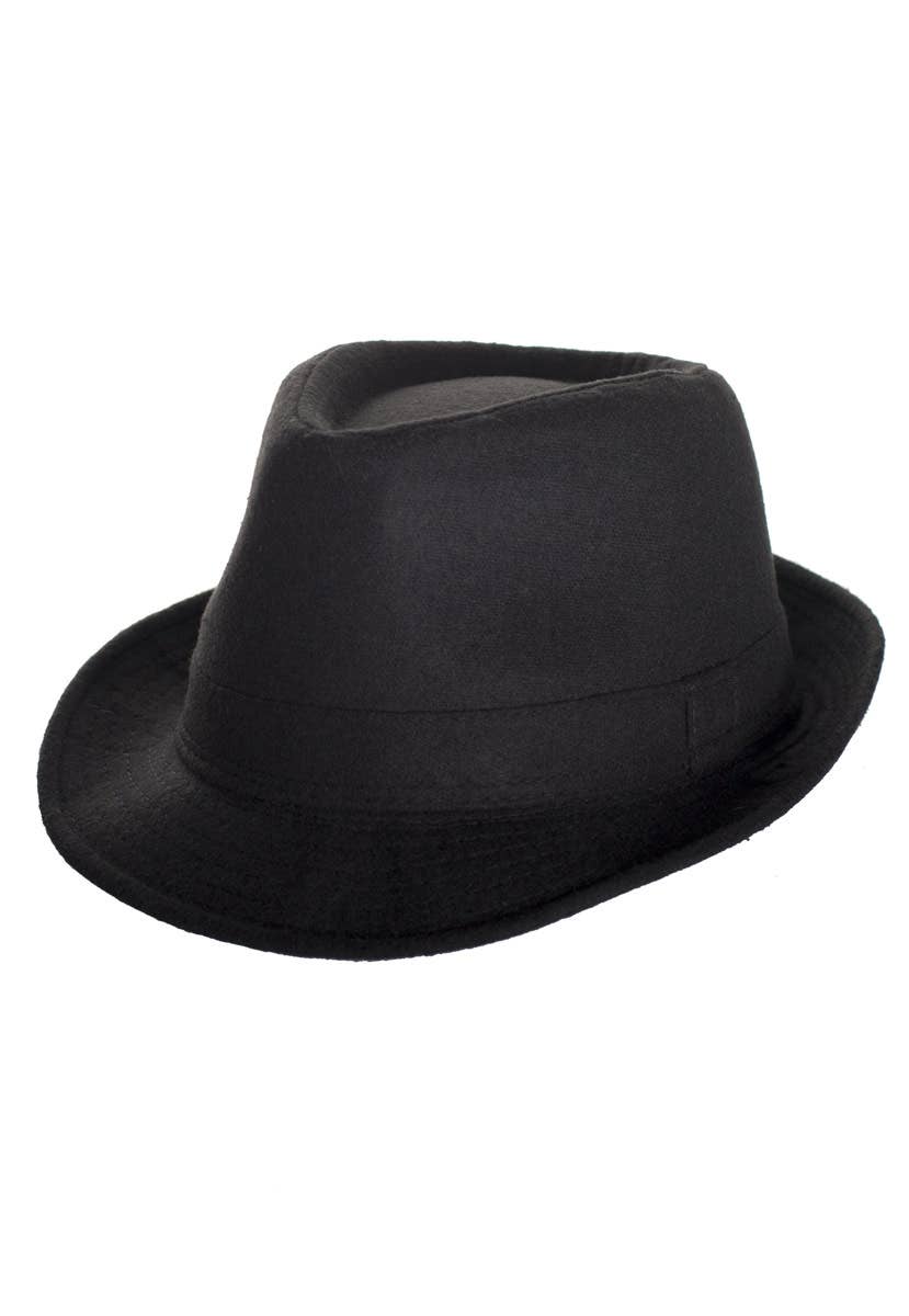 Women-s Black Faux Wool 1920s Gangster Trilby Costume Hat - Alt Image