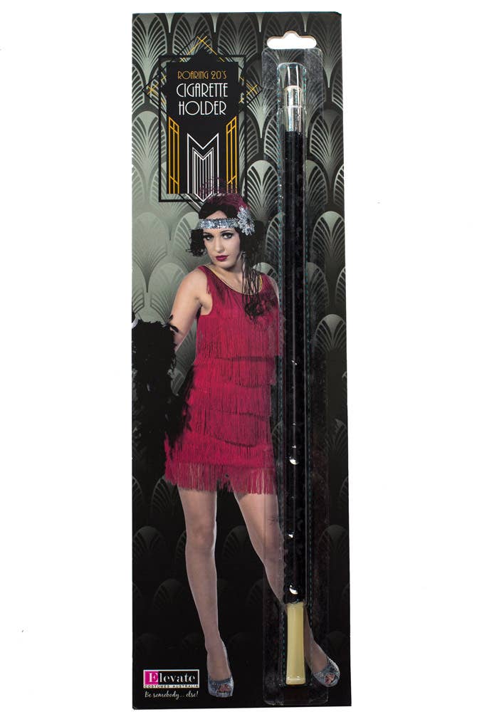 Black Sequinned Flapper Cigarette Holder Costume Accessory - Packaging Image