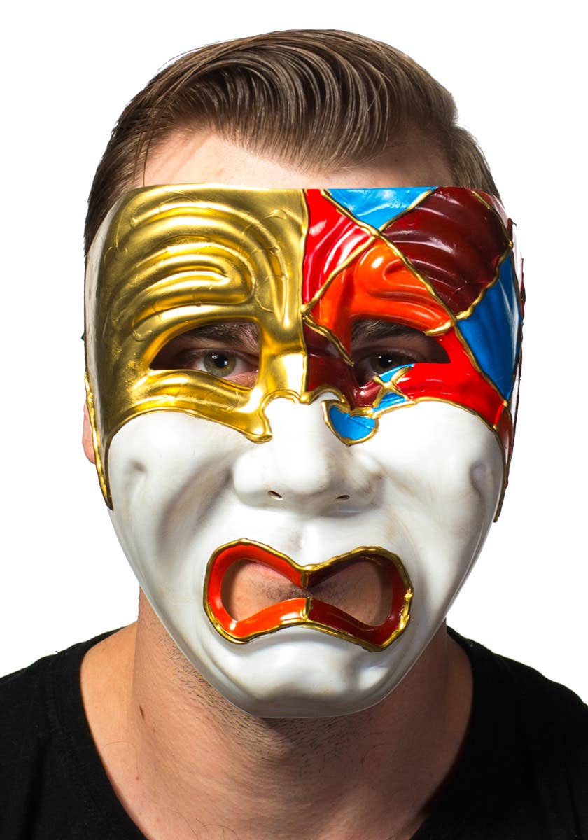 Men's Full Face Tragedy Masquerade Ball Mask - alternative image