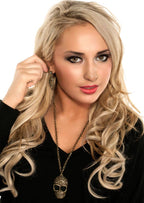 Women's Brass Pirate Skull Necklace Fancy Dress Costume Accessory Main Image
