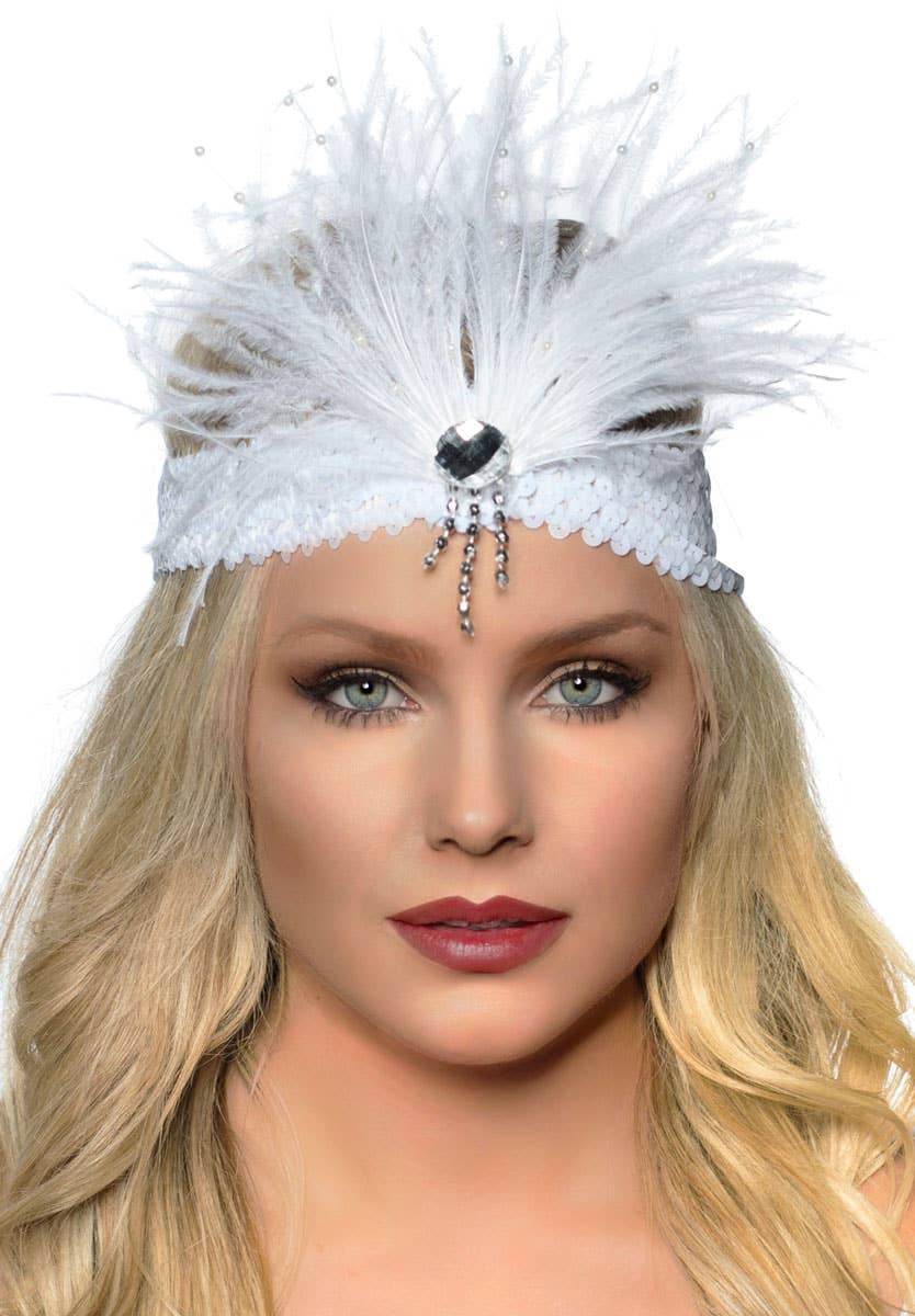 Gatsby Soft White Feather Flapper Headband