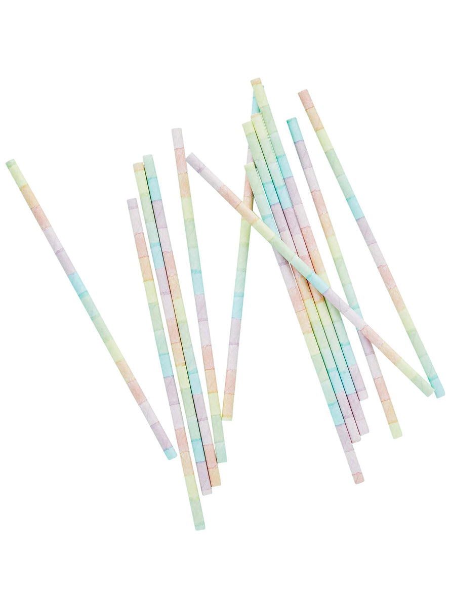 Eco Rainbow 16 Pack Paper Straws - Main Image