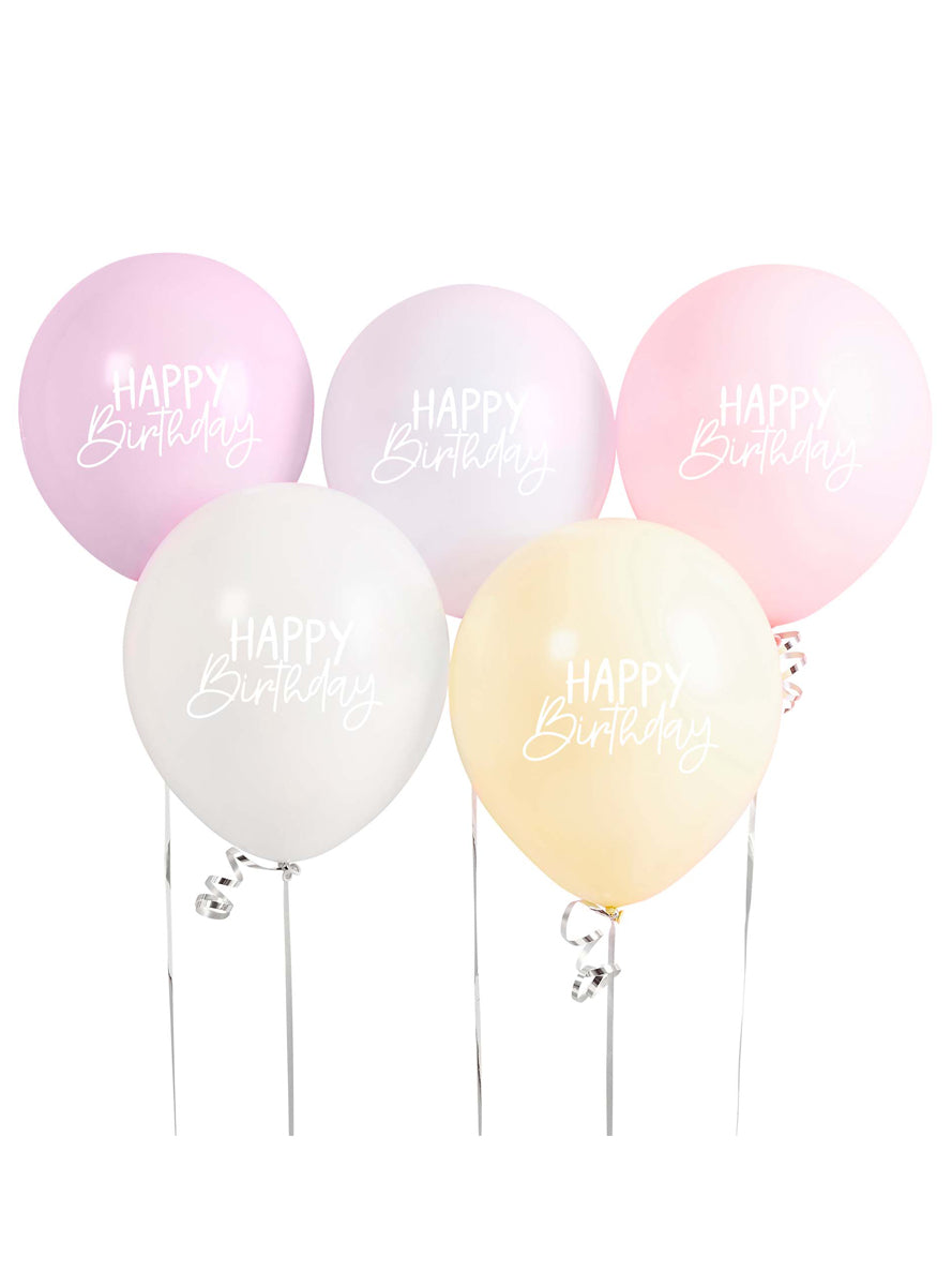Eco Rainbow 5 Pack Happy Birthday 30cm Latex Balloons - Main Image