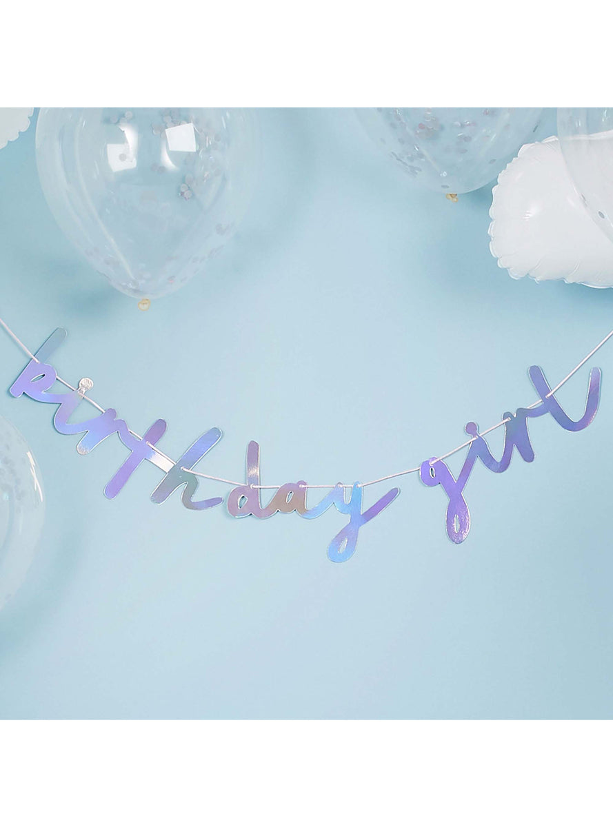 Enchanted 2m Long Iridescent Birthday Girl Banner - Lifestyle Image