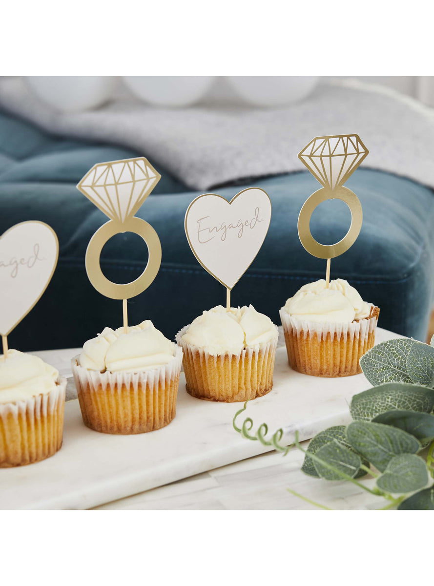 Engagement Party 12 Pack Gold Food Picks - Lifestyle Image 2