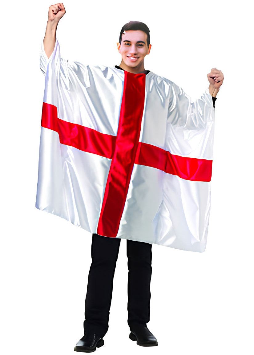 Adults Red And White English Flag Costume