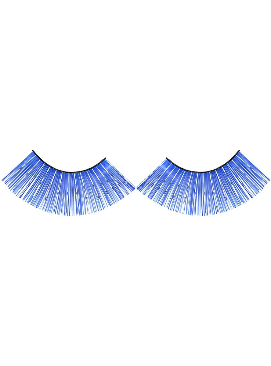 Image of Long Blue False Eyelashes with Silver Tinsel - Main Image