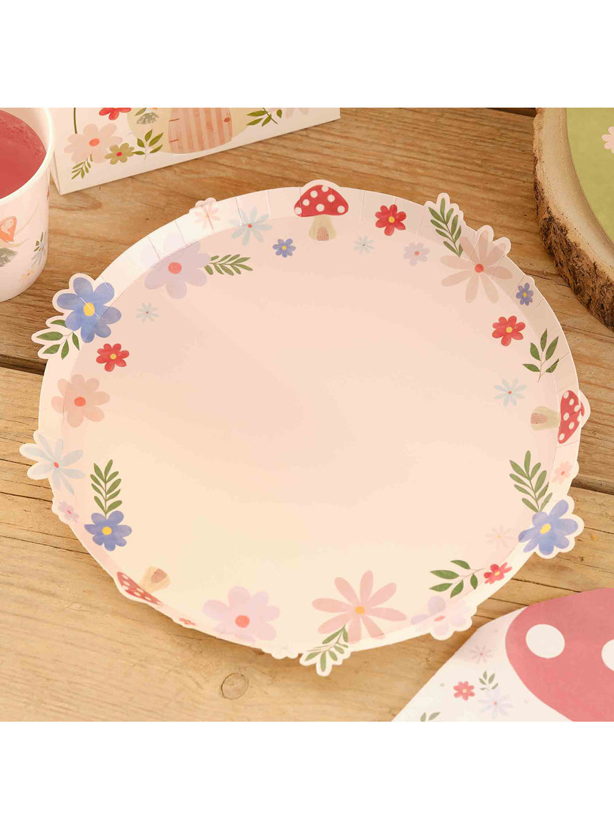 Fairy Garden 8 Pack Floral 25cm Paper Plates – Lifestyle Image