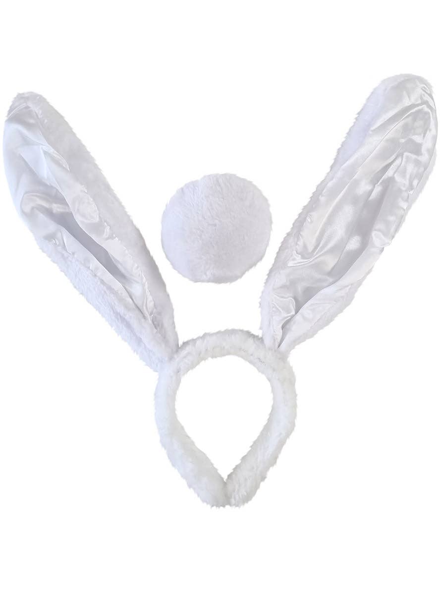 Fluffy White Bunny Ears and Tail Accessory Set - Alternate Image
