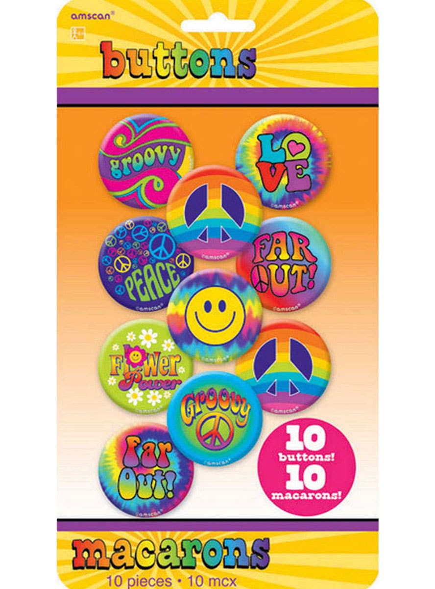 Groovy 60s Pin On Badges Costume Accessory Badges