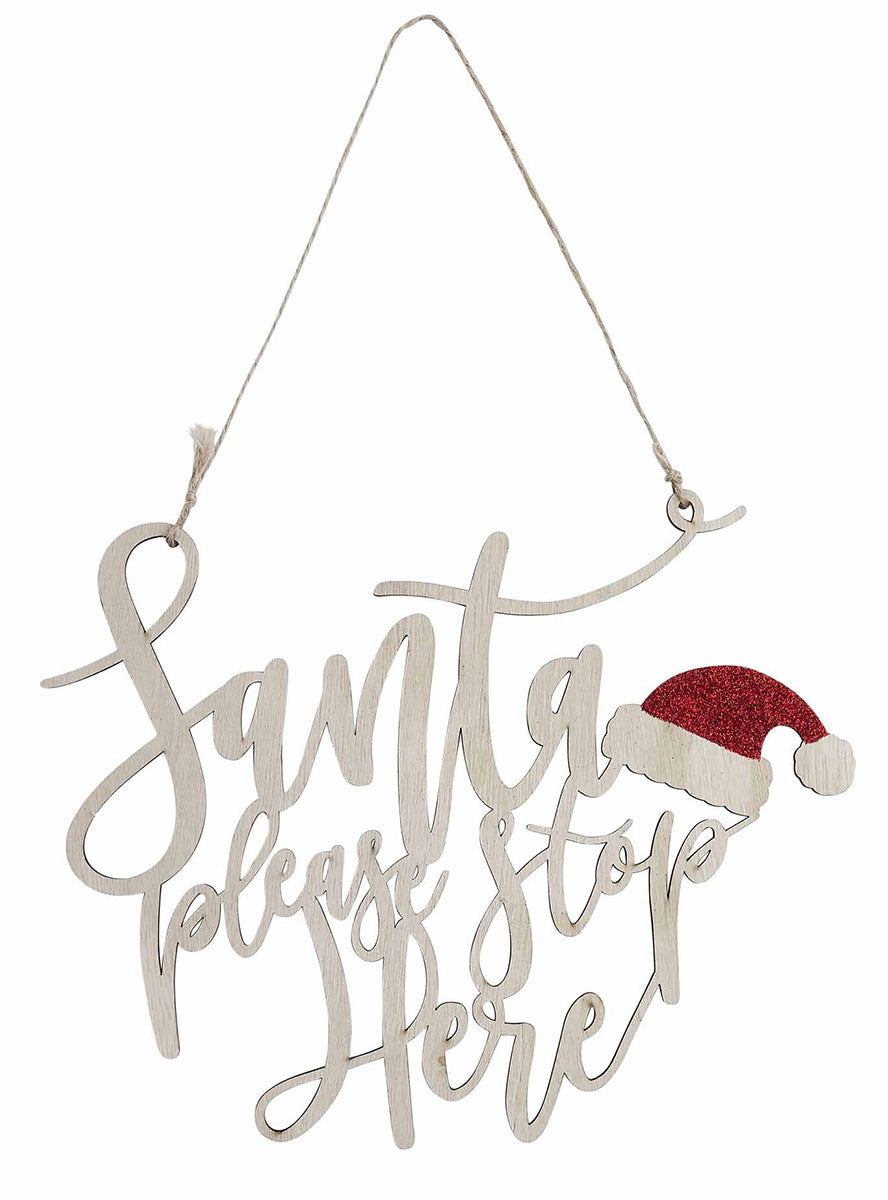 Santa Stop Here Door Sign - Main Image