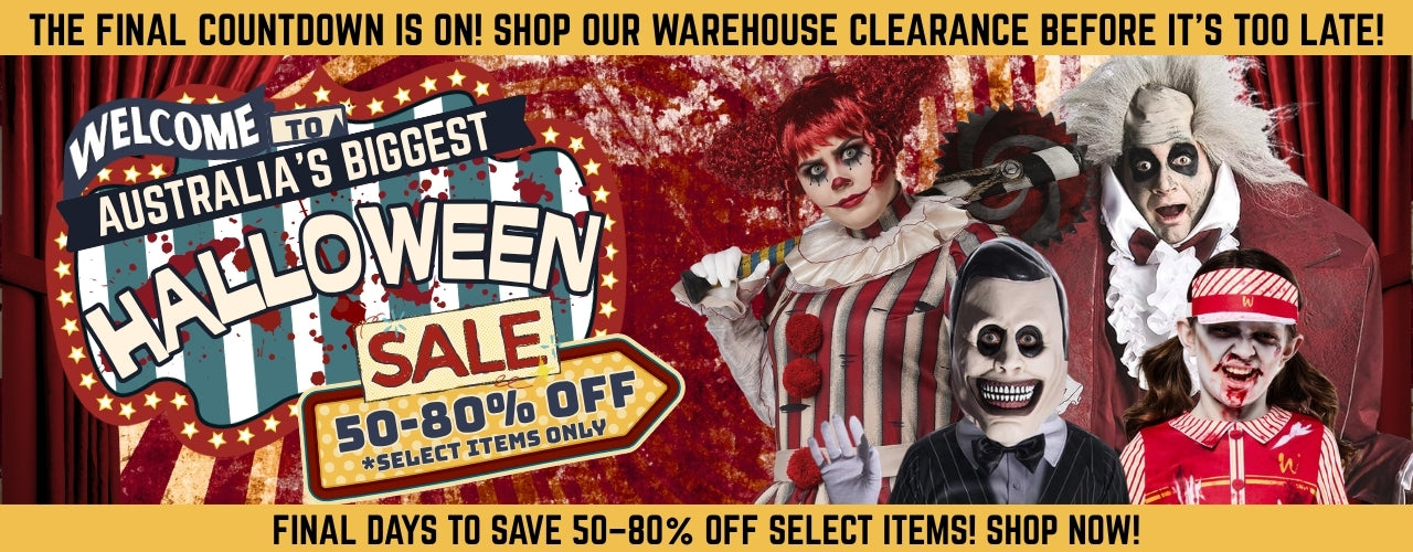 Desktop Halloween 2026 final sale shop now home page banner.