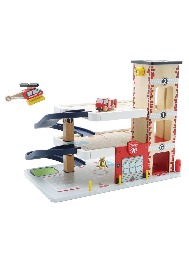 Fire And Rescue Wooden Garage Childrens Toy Set - Main Image