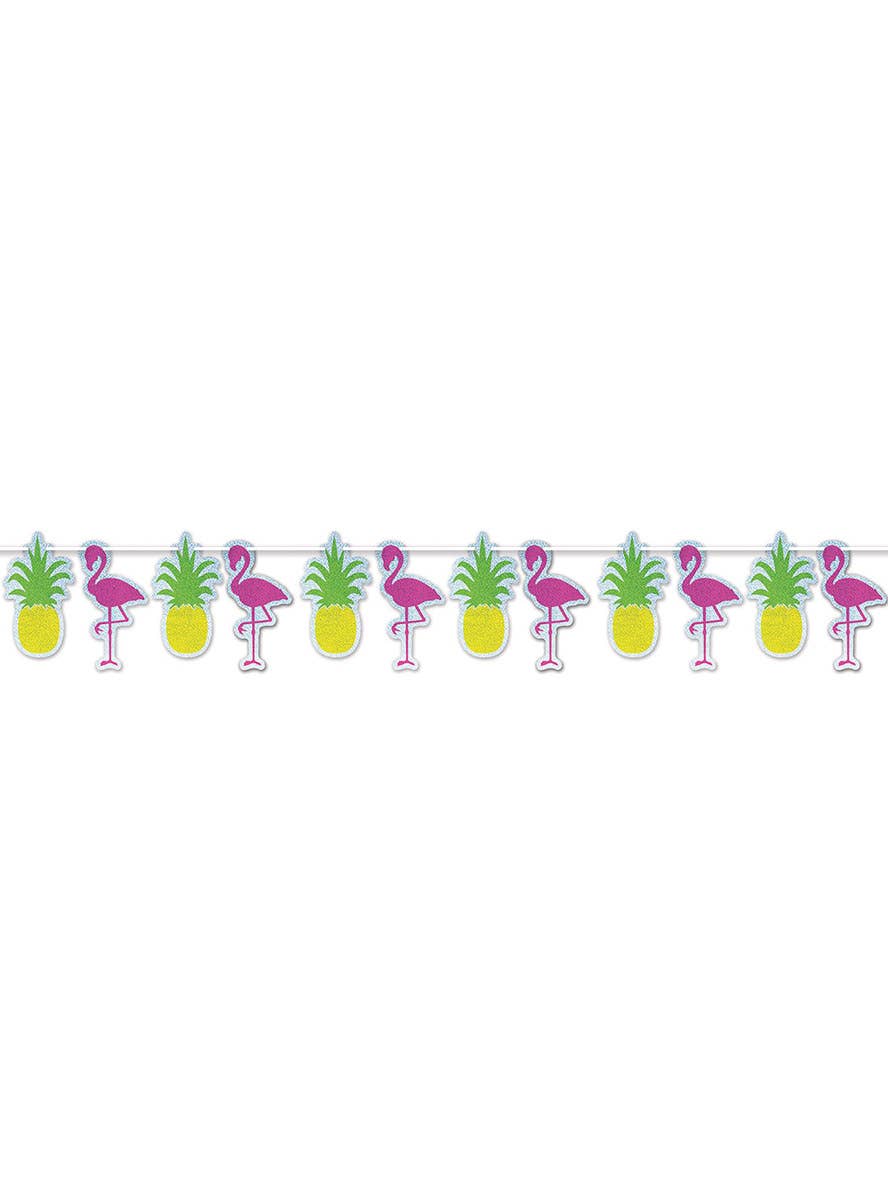 Image of Hawaiian Flamingos and Pineapples Party Banner