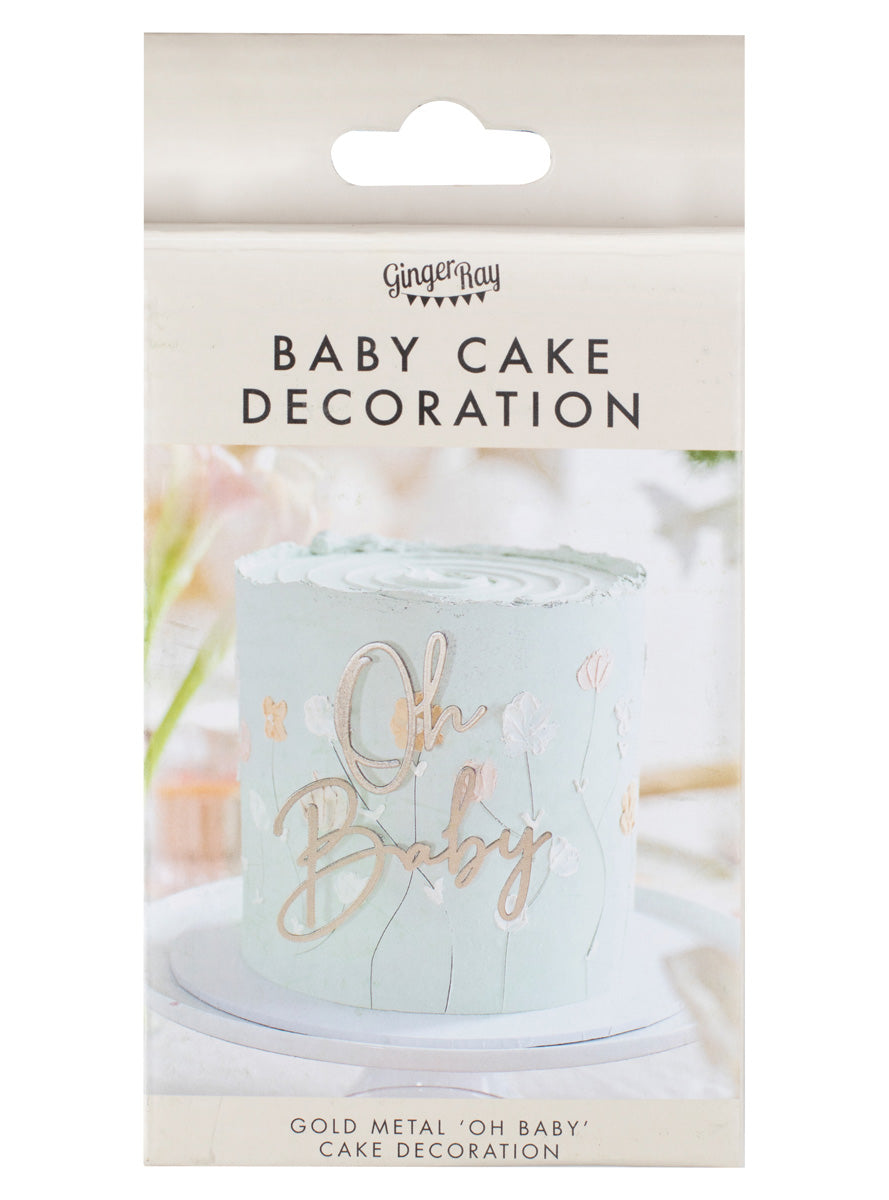 Floral Oh Baby Gold 12cm Cake Decoration – Packaging Image