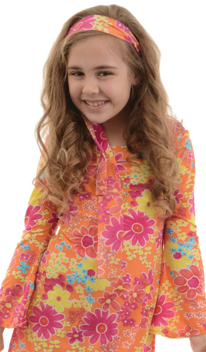 Girls Flower Child 1970s Hippie Costume Dress - Zoom Image