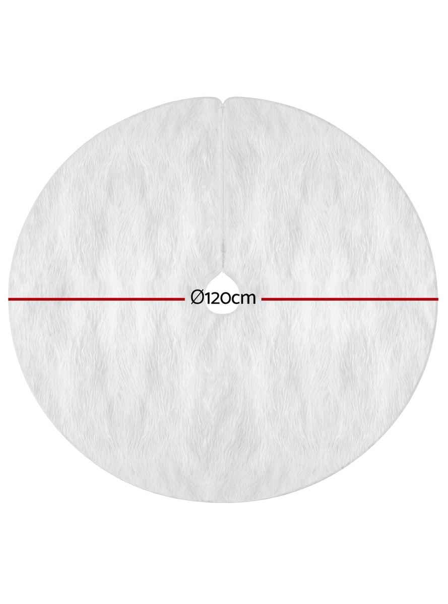 Fluffy Plush White 120cm Christmas Tree Skirt - Dimensions Image