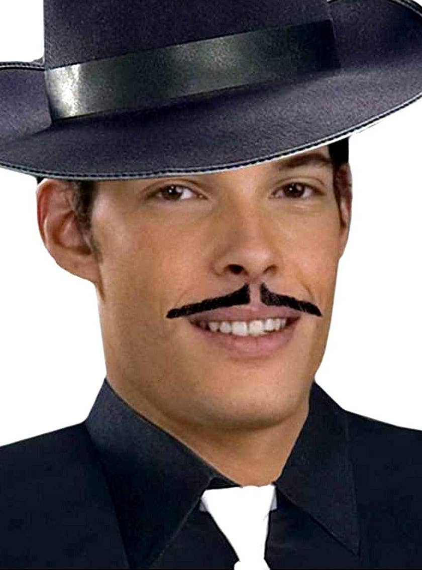 Men's Thin Brown 1920's Gangster Moustache Costume Accessory
