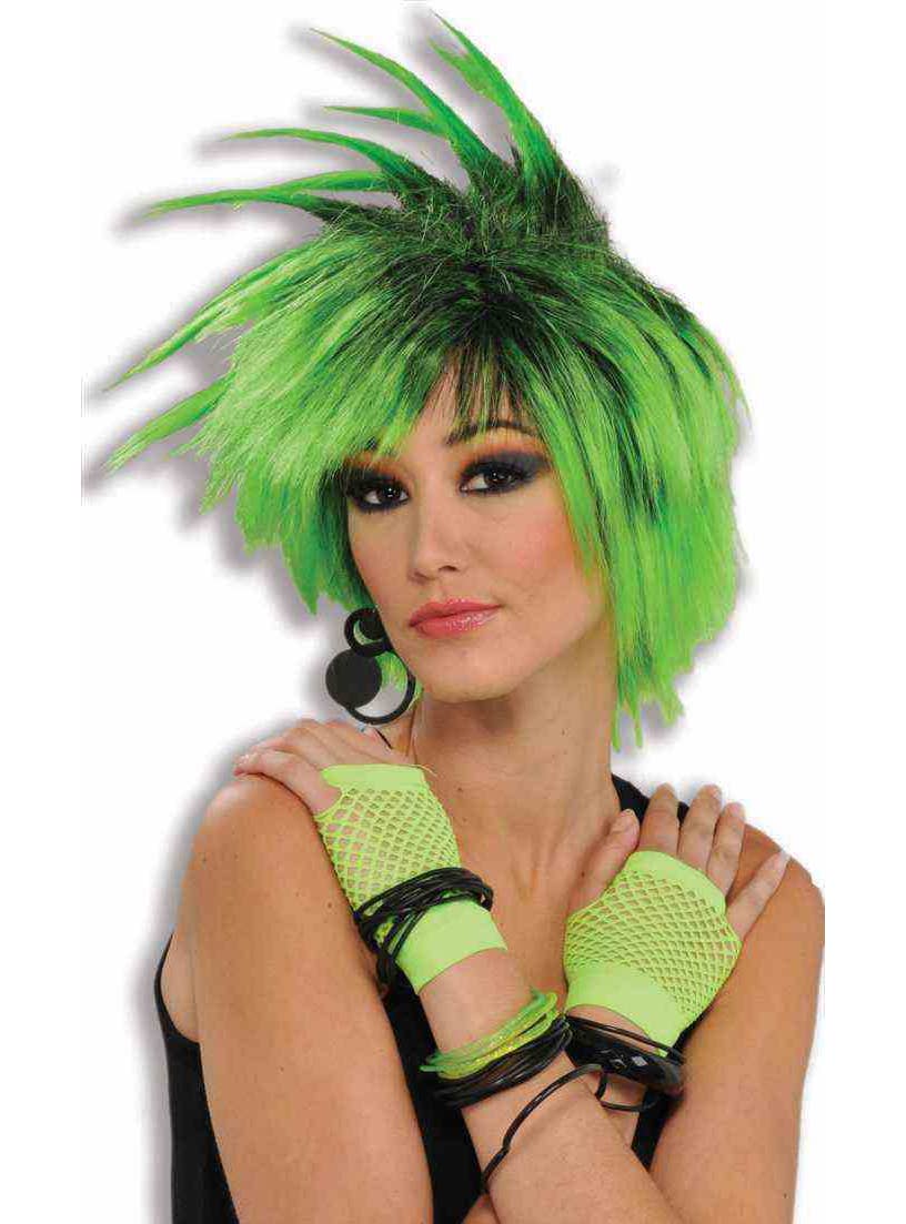 1980s Fashion Short Fishnet Fingerless Gloves Yellow 80s Costume Accessory - Main Image