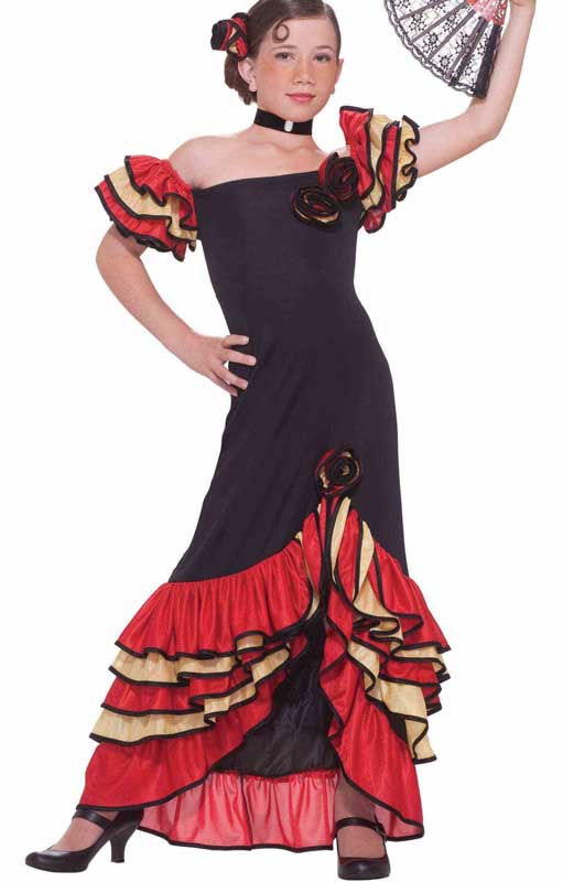 Spanish Girl's Flamenco Dancer Costume Front View