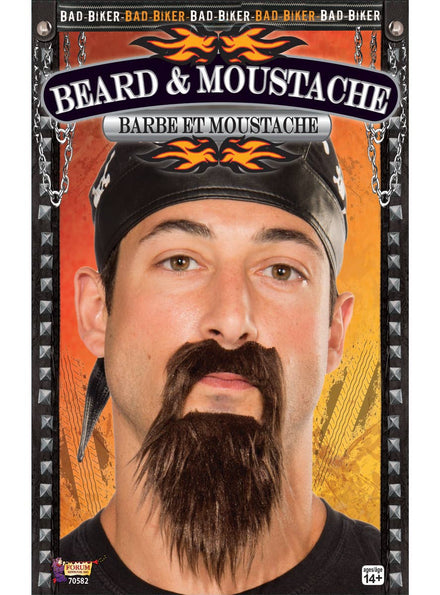 Adult's Black Bad Biker Beard and Moustache