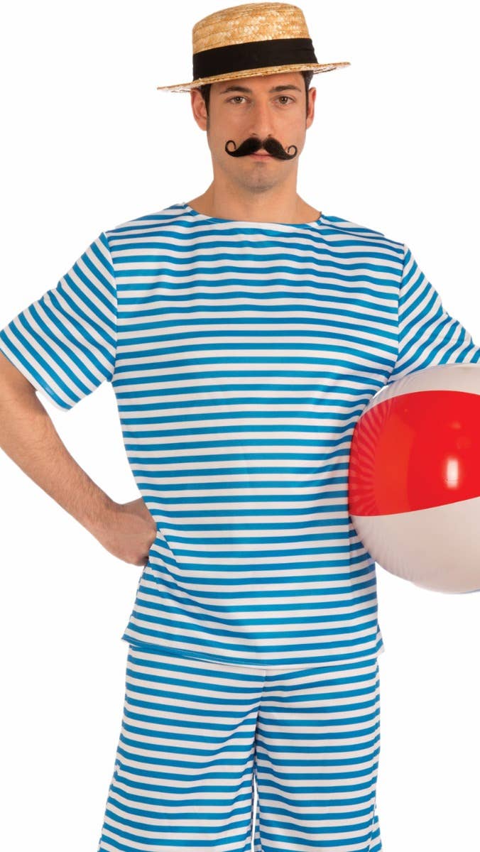 Beachside Clyde Men's 1920's Swim Wear Fancy Dress Costume Close Image