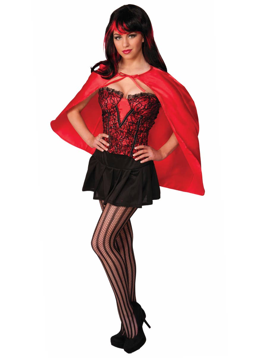 Red Satin Polyester Costume Cape for Adults